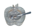 Honey Dish In Apple Shape Block - Silver