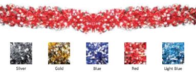 Noy Sukkah, Red Metallic Garland- Silver Tip, 6' Long