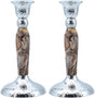 Marbleized Candle Sticks -Brown