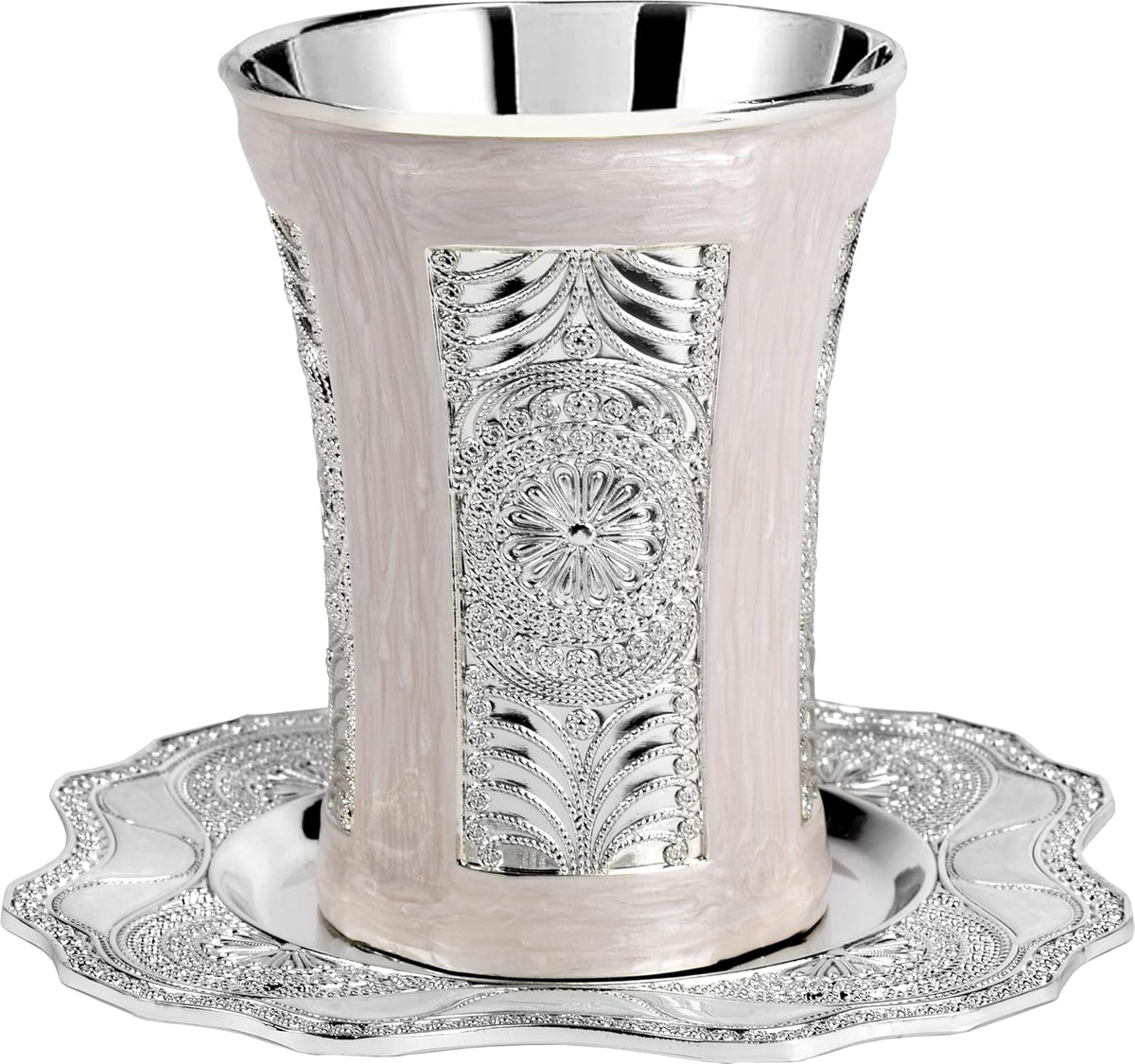 Kiddush Cup and Tray - Premium Quality Marble and Silver Plated Wine Cup