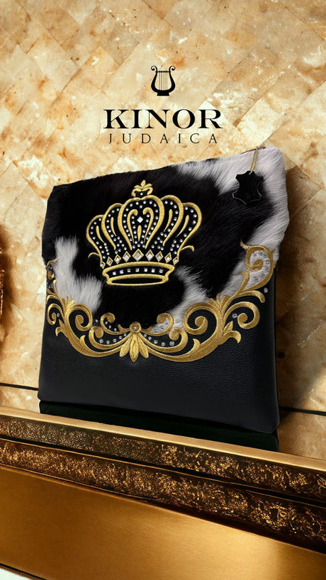 CHASSID STYLE TEFILLIN BAG LEATHER & FUR ( SHELF PRICE ONLY ) NON PERSONALISED