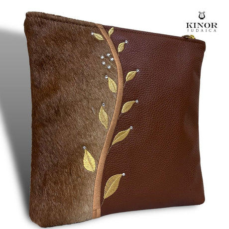 CHASSID STYLE TEFILLIN BAG LEATHER & FUR IN BROWN ( SHELF PRICE ONLY ) NON PERSONALISED