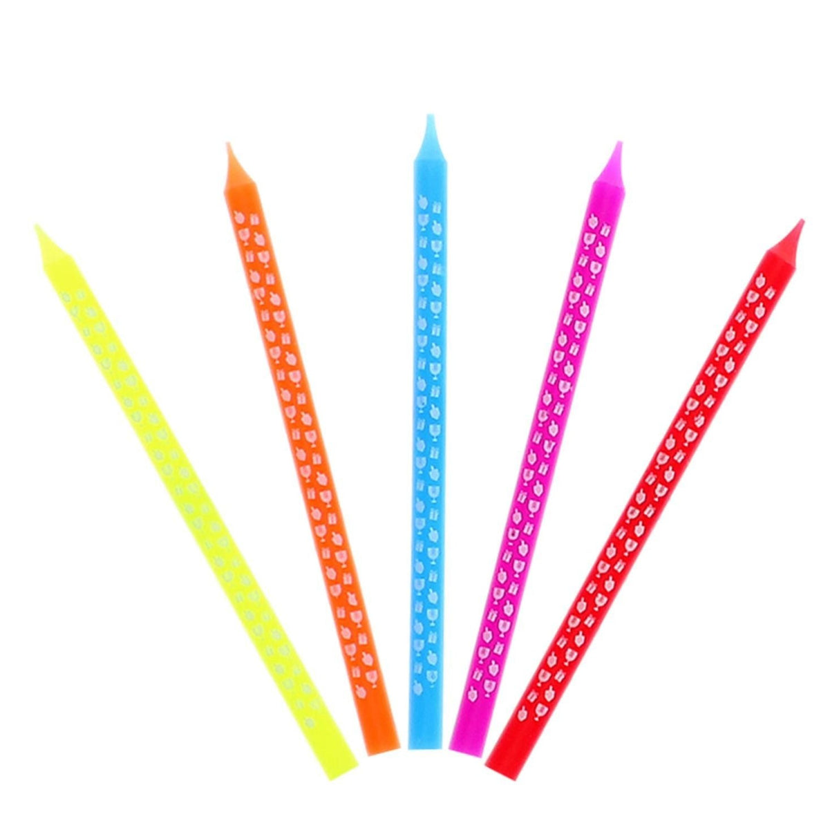 Premium Hanukkah Candles, Multicolour Dreidel Art, 45 Pack, 14cm