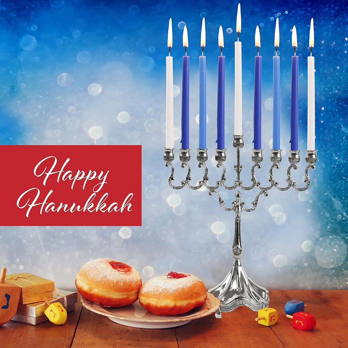 Long Chanukah Candles -- Blue & White