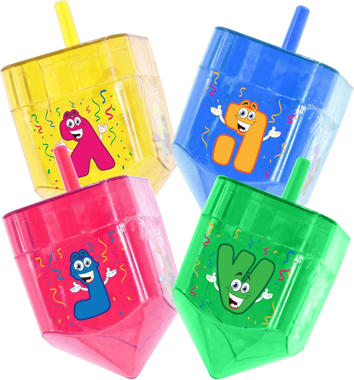 Izzy 'n' Dizzy Fillable Dreidels - Medium - 3 x 2 Inch - Great for Chocolate Coins and Candy - Assorted Random Designs