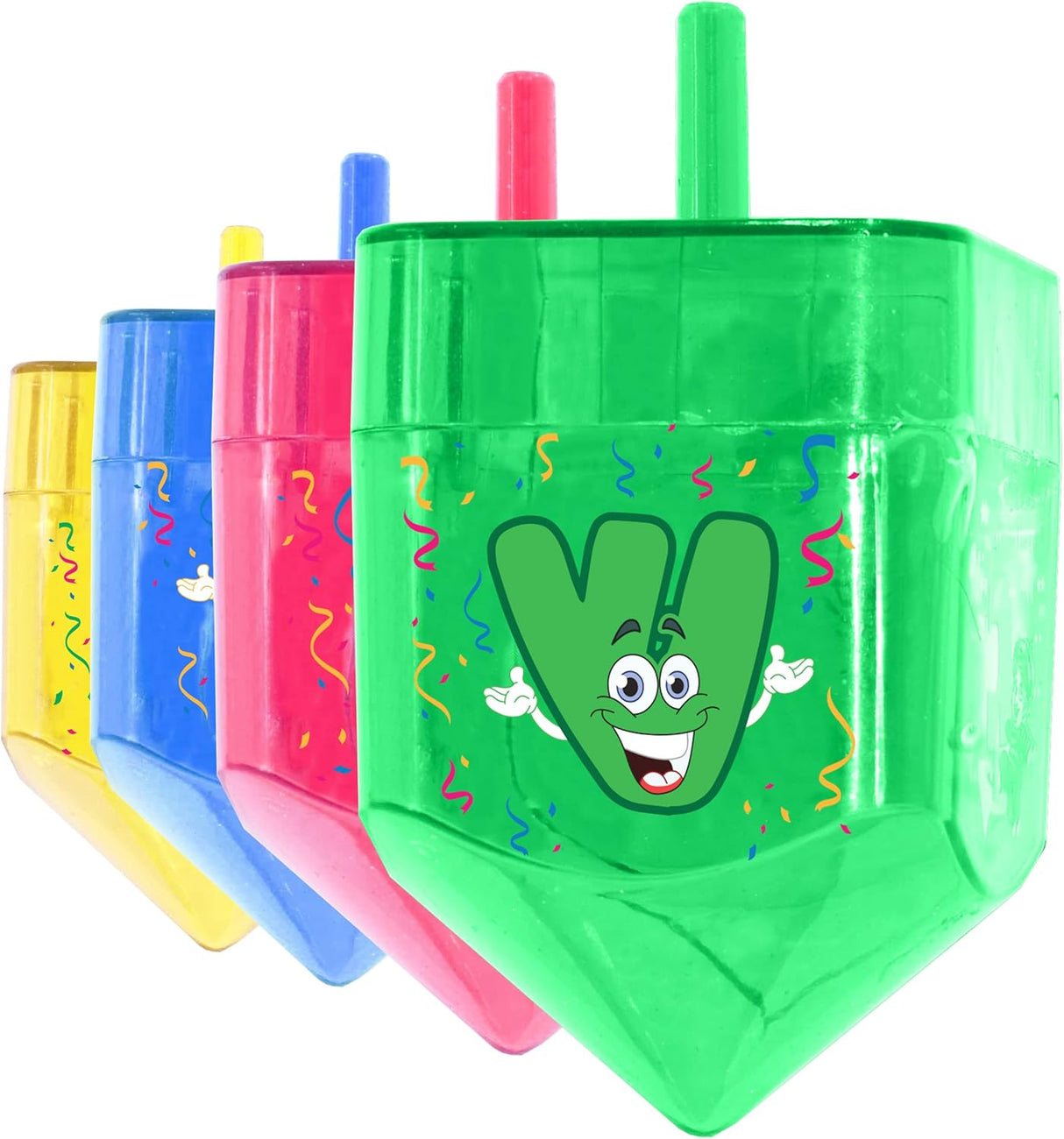 Izzy 'n' Dizzy Fillable Dreidels - Medium - 3 x 2 Inch - Great for Chocolate Coins and Candy - Assorted Random Designs