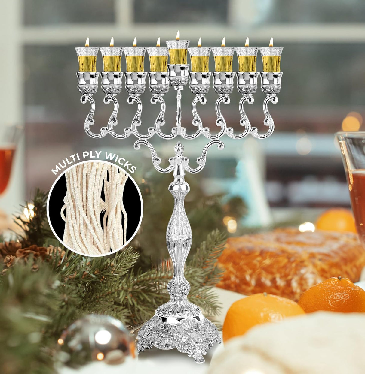 er Mitzvah Natural Smokeless Cotton Wicks – 50 Count (Approx.) 39 Ply Thin for Oil Cup Candle – Replacement Wicks