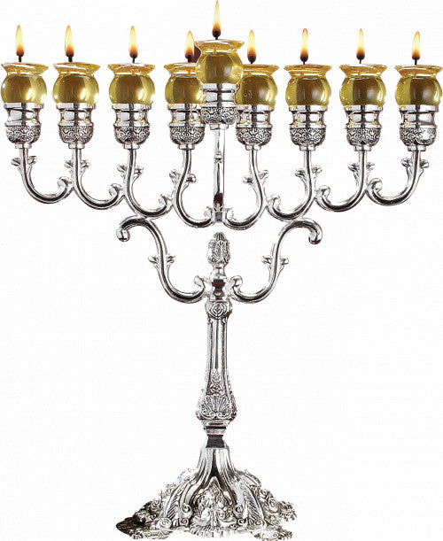 Silver Plated Menorah Oil 13"