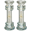 Crystal Candlesticks 19.5 cm with Metal Plaque- Ornaments