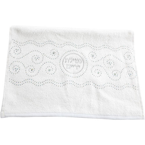 A Pair Of White Hand Towels With Fancy Stones, 72x34 Cm