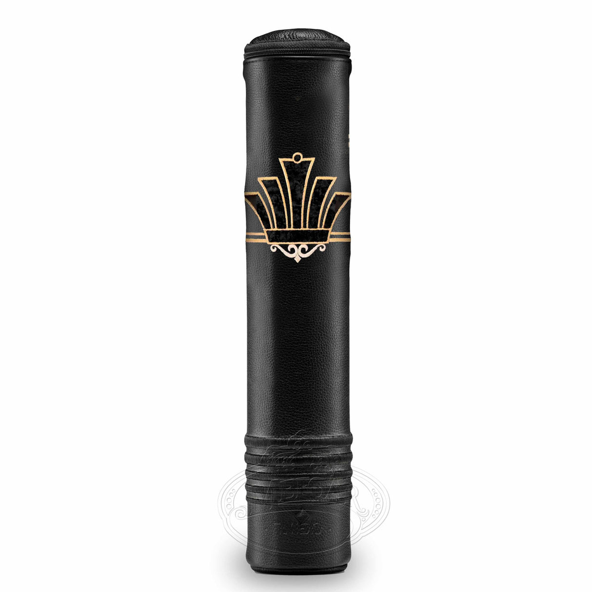 Black Leather Megillah Holder, with Black Velvet and Gold Embroidery