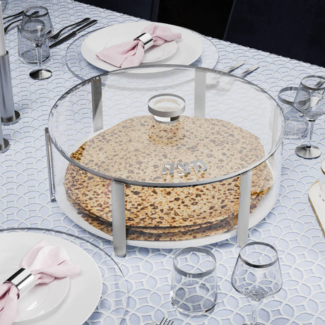 Pillar Round Matzah Box- silver