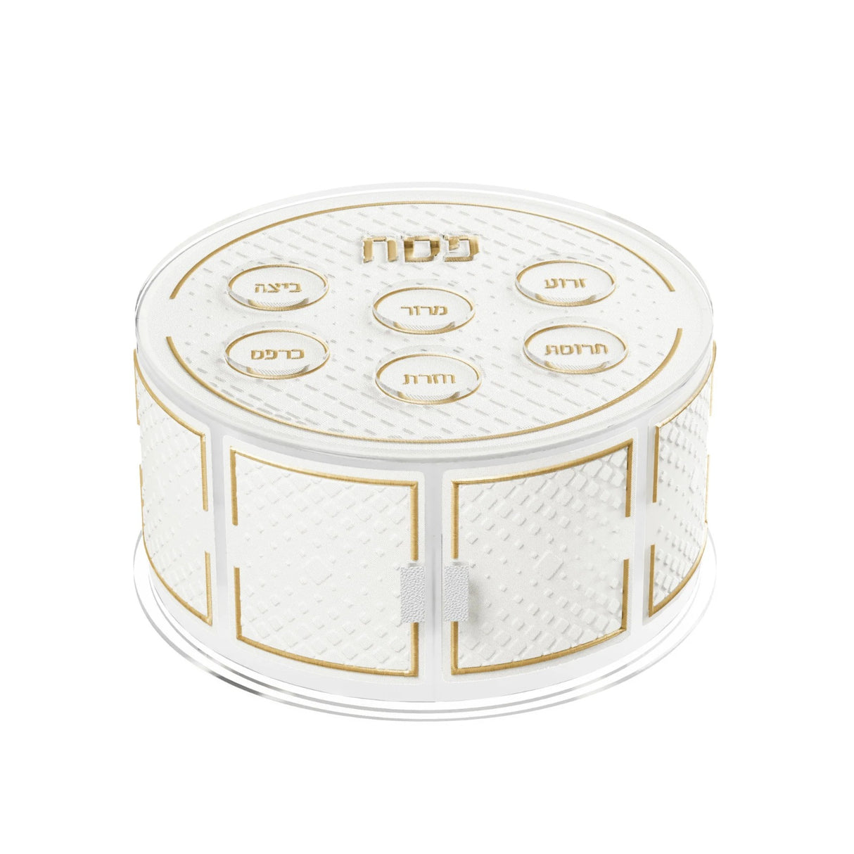 Diamond Leatherite Tiered Kearah Seder Plate - gold