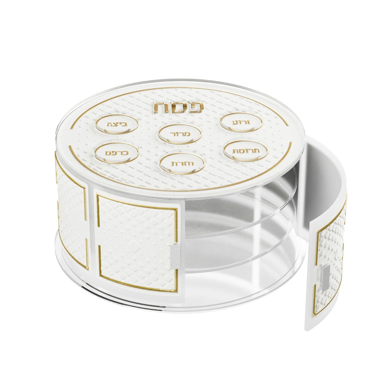 Diamond Leatherite Tiered Kearah Seder Plate - gold