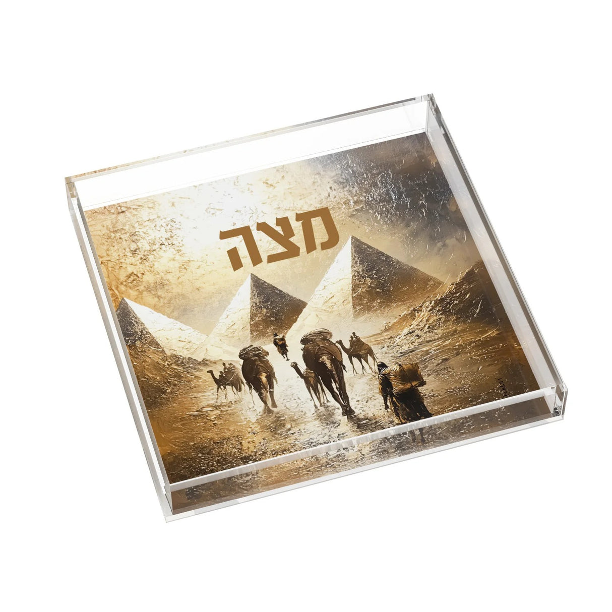 Golden Pyramid Square Matzah Plate
