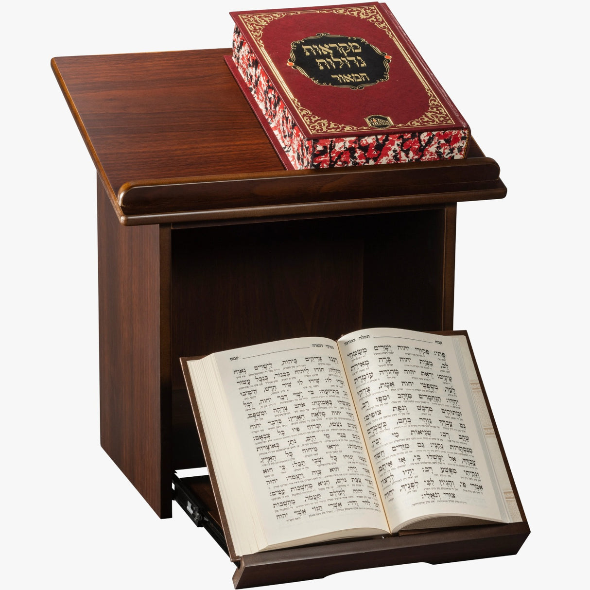 Table Top Shtender - 2 Tone Cherry 11.8 D x 15.75 W x 17" H with bottom Pullout Shtender