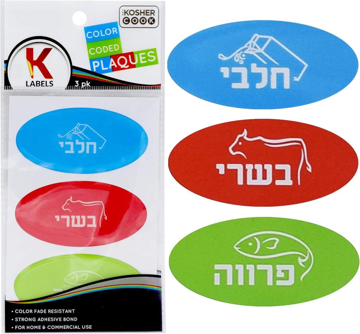 Kosher Hebrew Plate Assortment – 3-Pack for Dairy, Meat, and Pareve