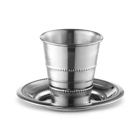 Kiddush Cup & Tray - Stainless Steel - Small - Minimum Shiur R. Noe