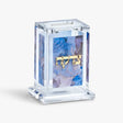Acrylic Tzedakah Box with Blue & Gold Marble Design 4"x2.75"x2"