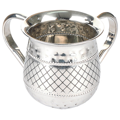 Stainless Steel Washing Cup 12cm - Silver Dotted Design