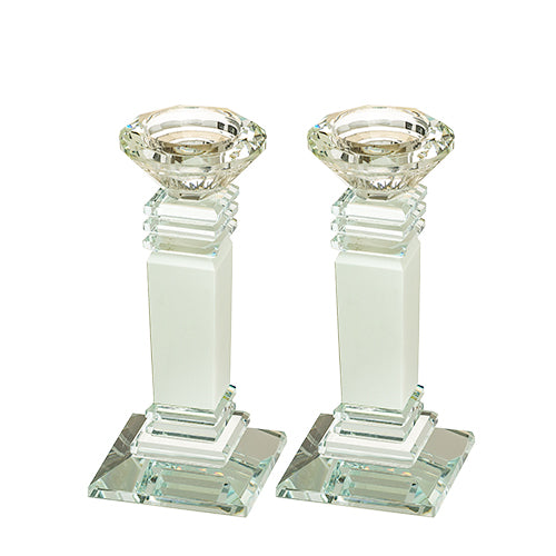 Pair of Crystal Elegant Candlesticks 16 cm