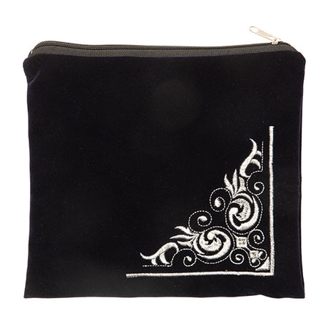 Small Velvet Tefilin Bag 26*24, Dark Blue with Embroidey