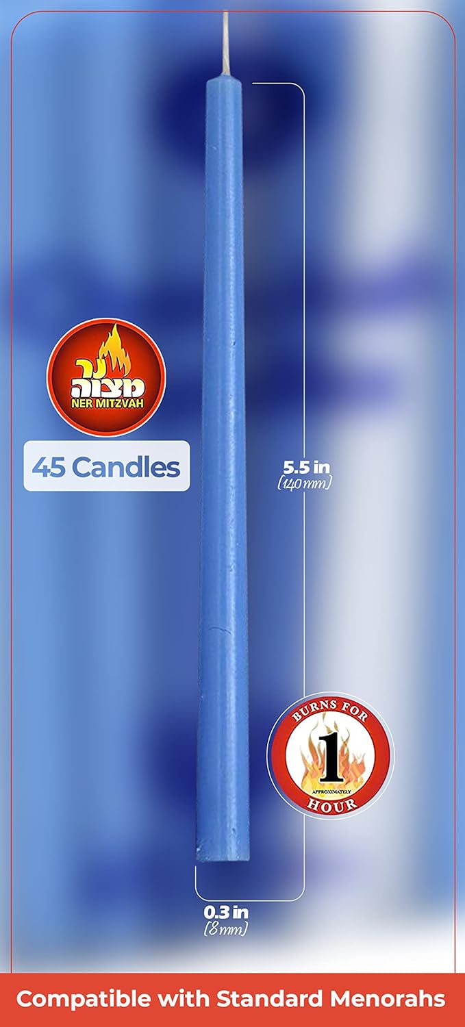 Long Chanukah Candles -- Blue & White