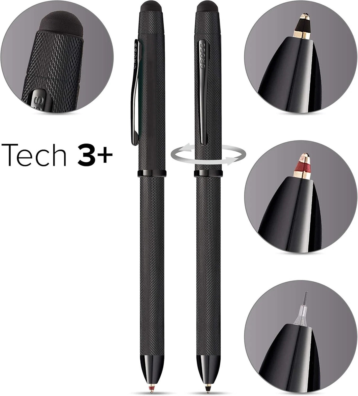 TECH 3+ - Black PVD Coating Diamond Engraving - Multifunction Pen