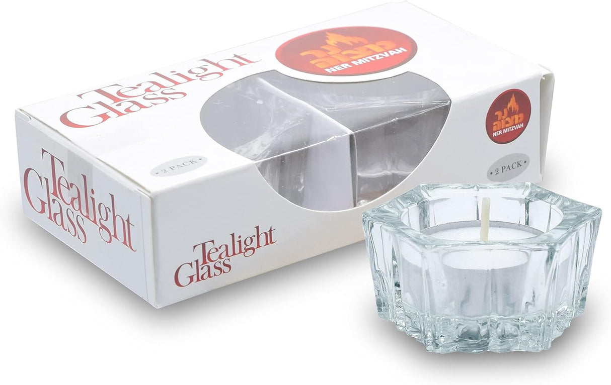 Ner Mitvah Crystal Tealight Glass 2 Pack