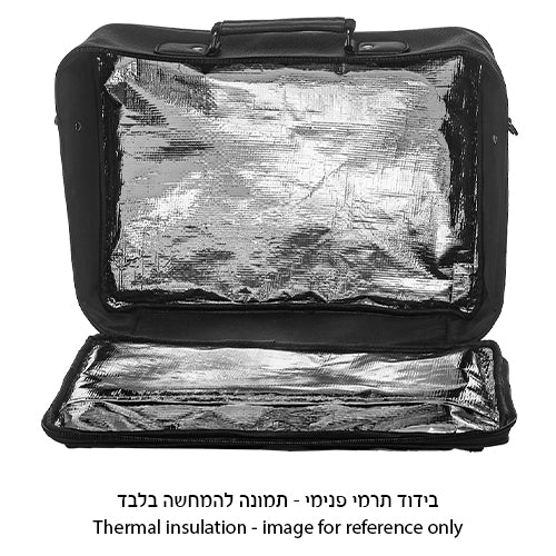 PU Fabric Talit 43*36 cm with Handle- Black with Embossed Letters