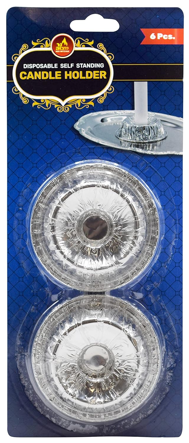 Ner Mitzvah Self Standing Candle Holder - Disposable Foil Candle Holders