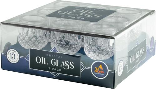 9 Pack Crystal Oil Glass #13 - Silver Rim