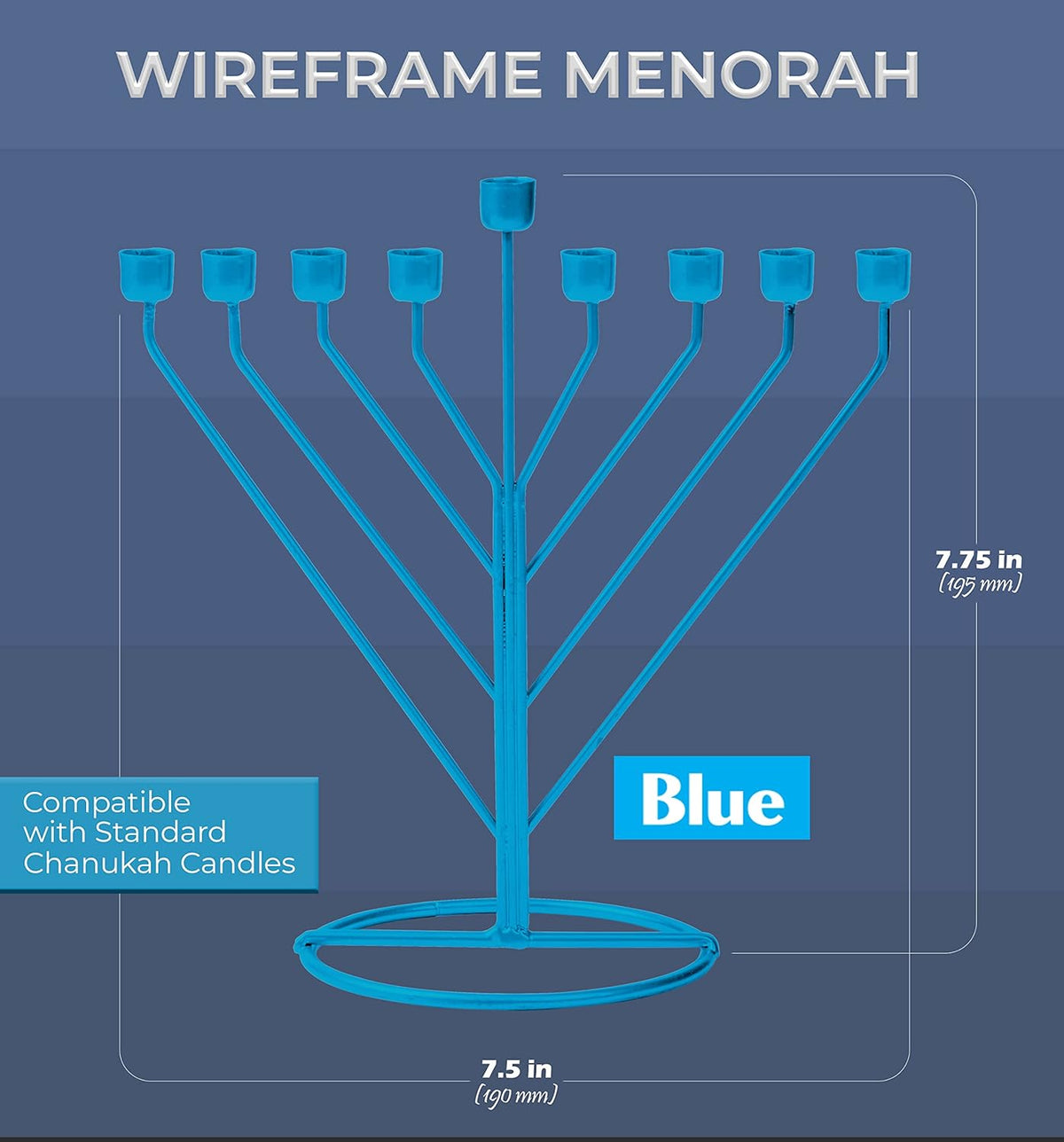 Blue Rambam Wire Menorah