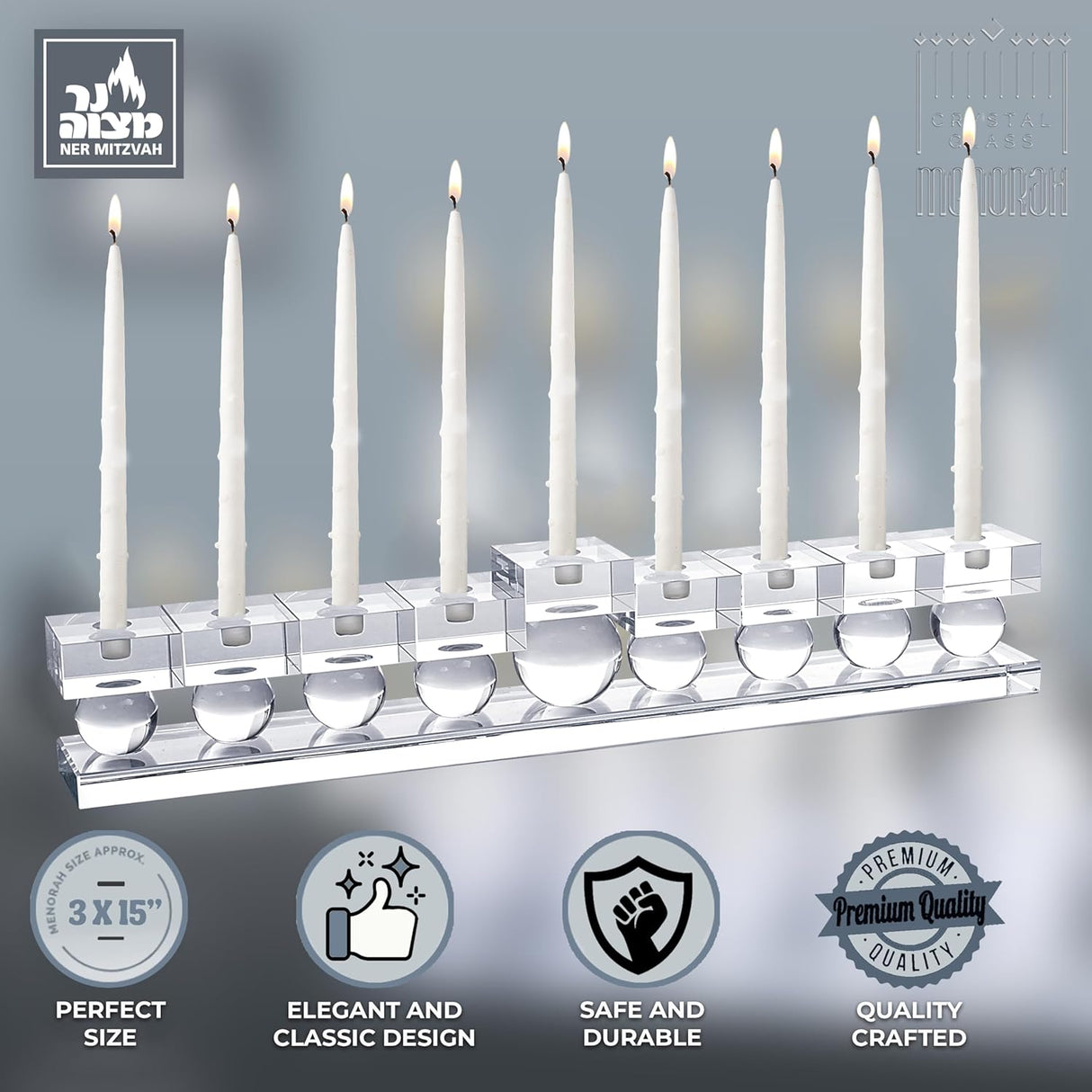 Crystal Glass Menorah - Sphere