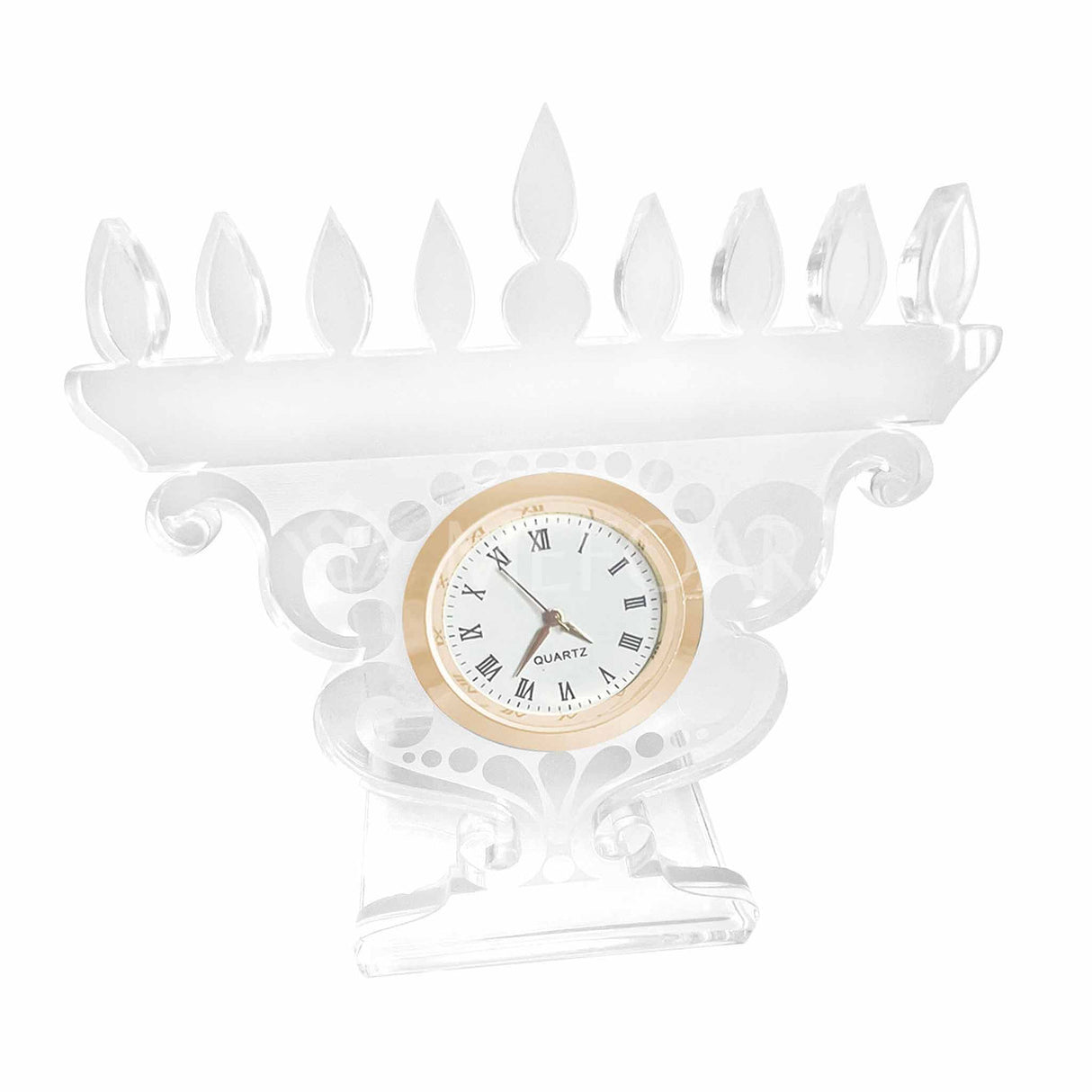 Acrylic Table Clock Menorah-Style 170 - Gold