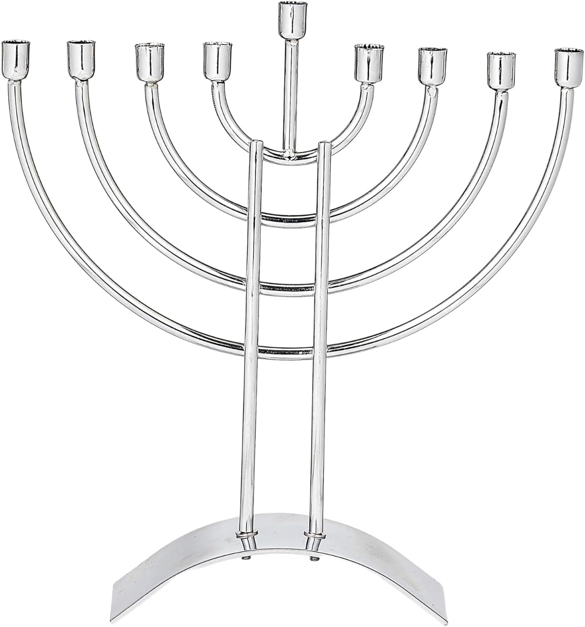 Steel Menorah by Rite Lite | Modern & Luxurious Shiny Silver Finish Menora