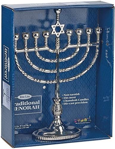 Rite -Lite Judaica Polished Silvertone Menorah