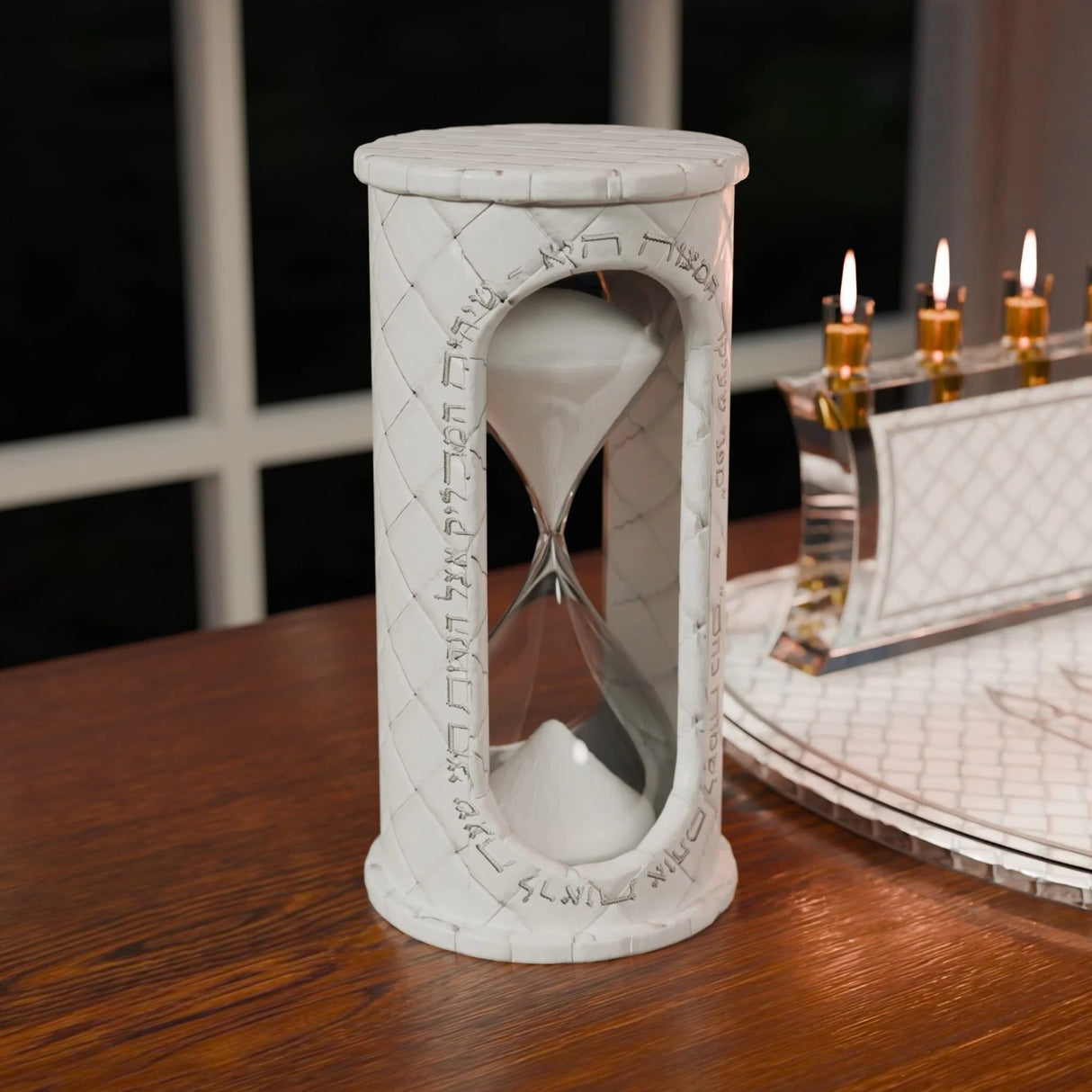 Woven Leatherite Sand Timer - SILVER