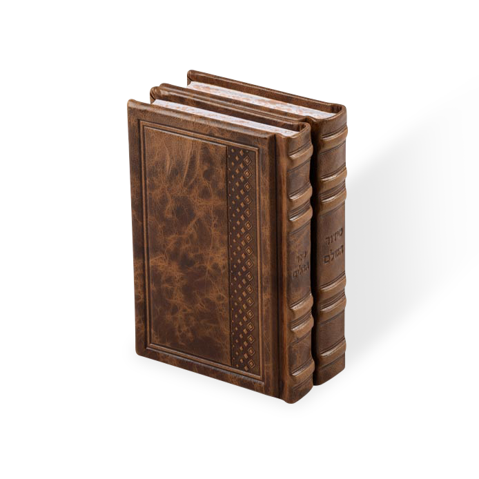 Set Siddur hasholem Med. and Tehilim Antique Leather - Tan Brown