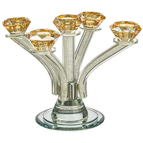 Crystal Candlesticks 5 Branches 23 cm - Gold