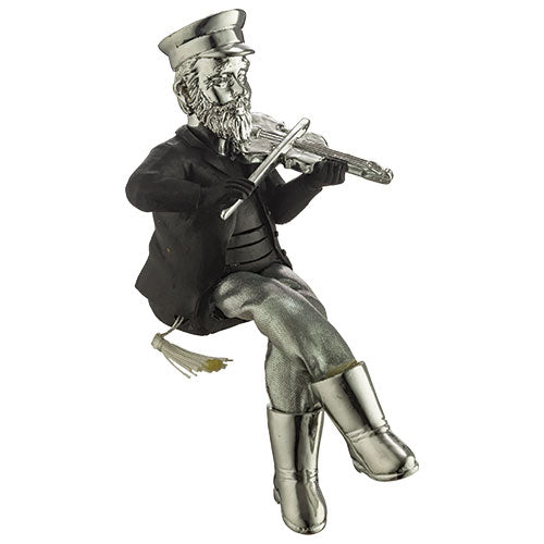 Polyresin Kleizmer with Cloth Legs Playing Violin 19 cm