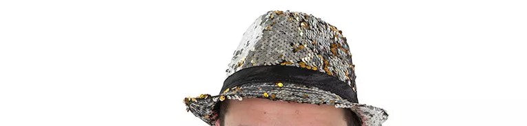 Dress Up America Reversible Sequined Fedora Hat for Adults - Silver