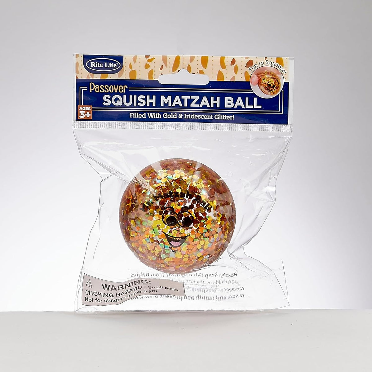 Squish Matzah Ball Filled With Metallic Glitter