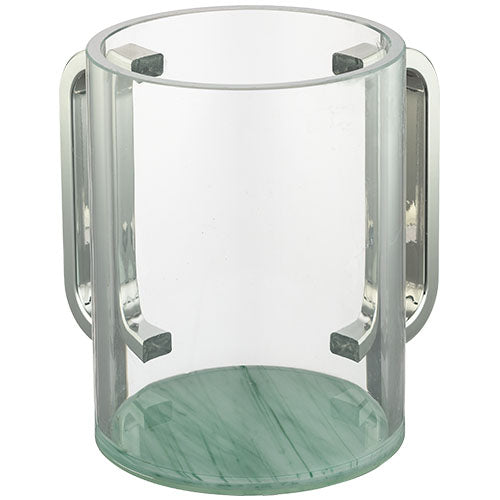 Lucite Clear Washing Cup 13 cm - SILVER Handles