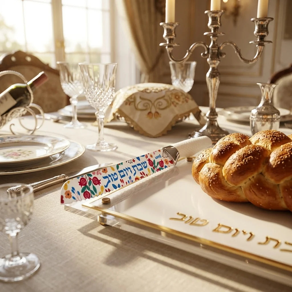 Printed Challah Knife 34 cm - "Shabbat and Holidays"