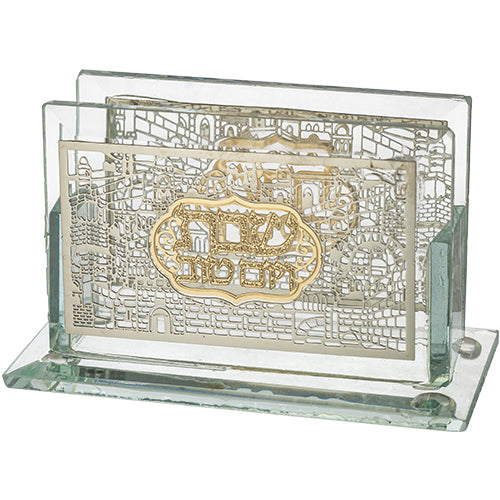 Glass Matches Holder With Plaque 7x5.5 cm