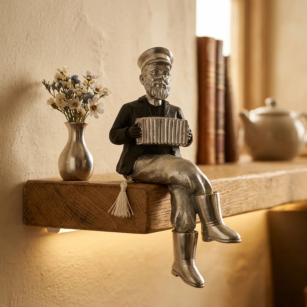 Polymer Kleizmer with Cloth Legs Playing Accordion 19 cm