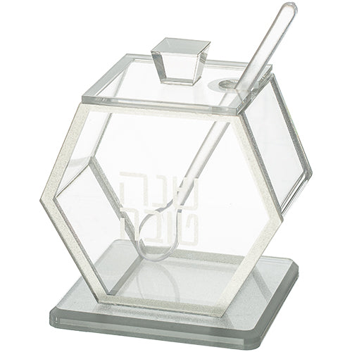Acrilic Honey Dish, 8.5 cm- Silver Finish