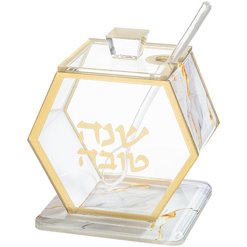 Acrilic Honey Dish, 8.5 cm- Marble Finish