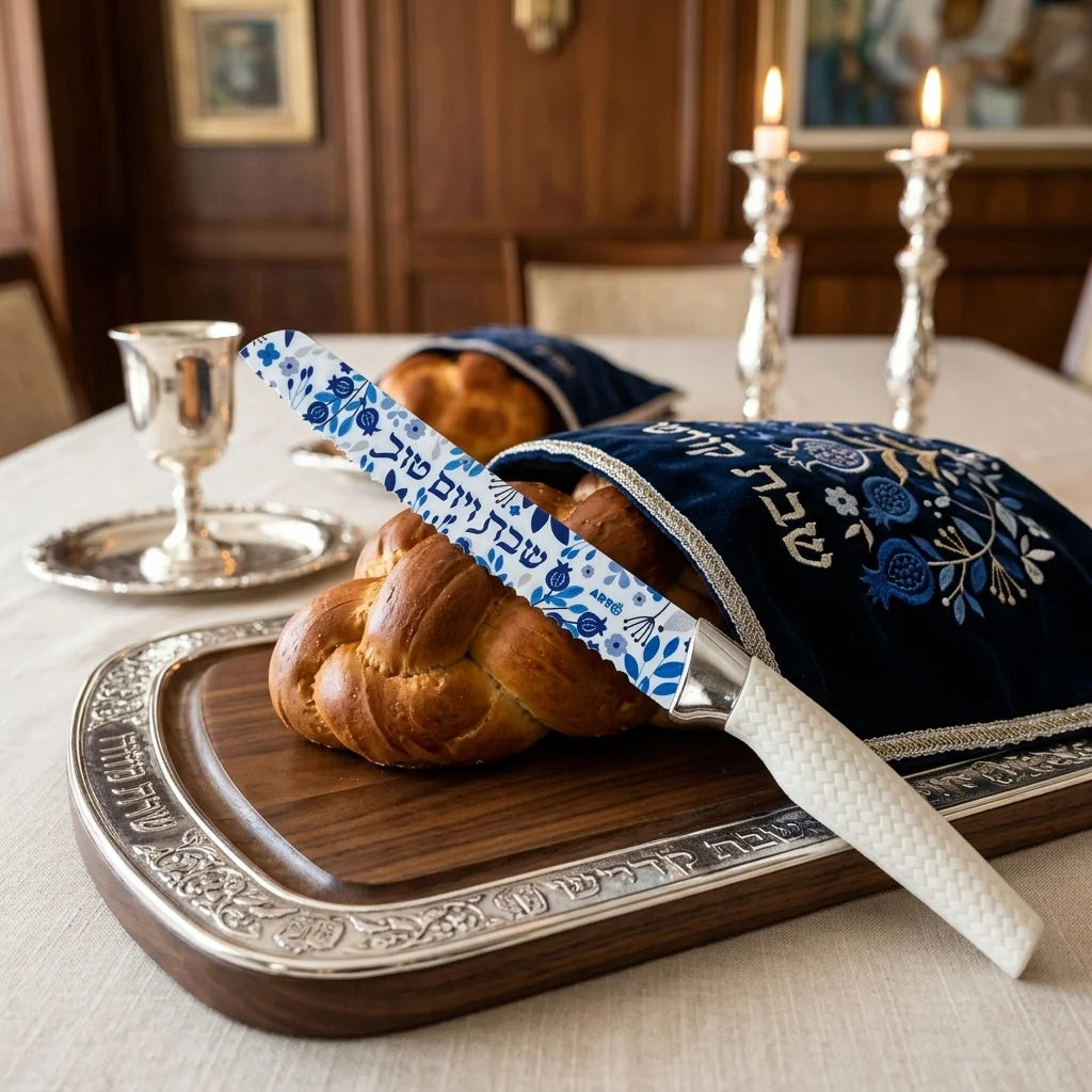 Printed Challah Knife 34 cm - "Shabbat and Holidays"